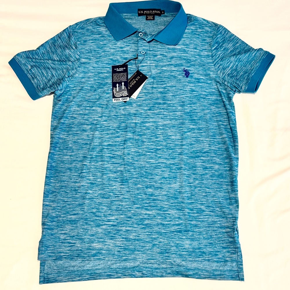 New US Polo Assn Polo Shirt Gray Men's Medium Feel Dry Technology Small NWT